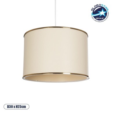 GLOBOSTAR® ELECTRA 203-0110 Μοντέρνο Κρεμαστό Φωτιστικό Οροφής με Ντουί 1 x E27 AC 220-240V IP20 - Mπεζ & Χρυσό - Μ30 x Π30 x Υ23cm